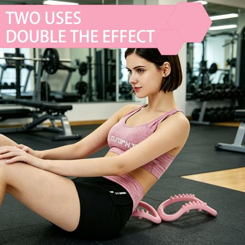 Set of 2 Pilates Yoga Fitness Rings, Pilates Circle Stretch Resistance Training Support Massage, Yoga Equipment Ring with Massage Steel Balls, Training Ring for Pilates, Pink - color: Pink 02