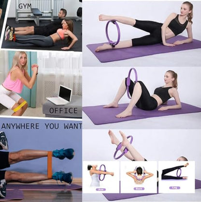 YXILEE Pilates Ring Circle Set - Workout at Home Workout Equipment Women - Booty Bands Stretching Equipment Pilates Mini Exercise Ball for Legs Arms and Thighs - color: Blue