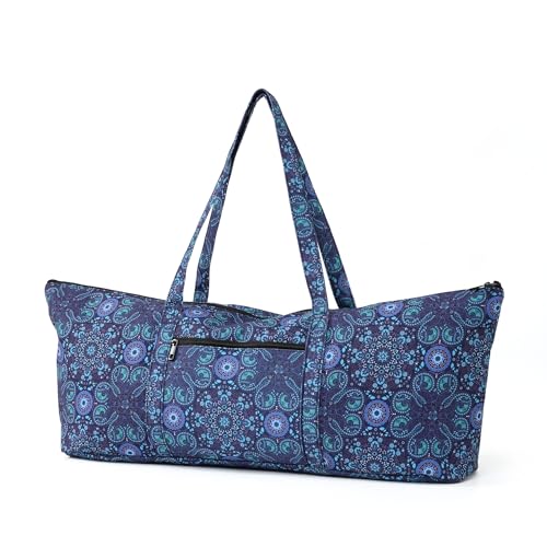 Boulder Bee | Yoga Mat Bag | Large Yoga Mat Carrier with Wet Pocket | Yoga Gifts | Gym Tote Bag for Women - color: Tote-Blue