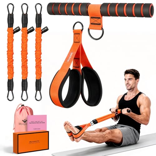 Foot Pedal Resistance Bands with Handles, Multifunction Elastic Yoga Exercise Bands, Home Gym Fitness Equipment for Women & Men to Tone Abs, Core, Legs, Arms, Waist - color: Max-Orange