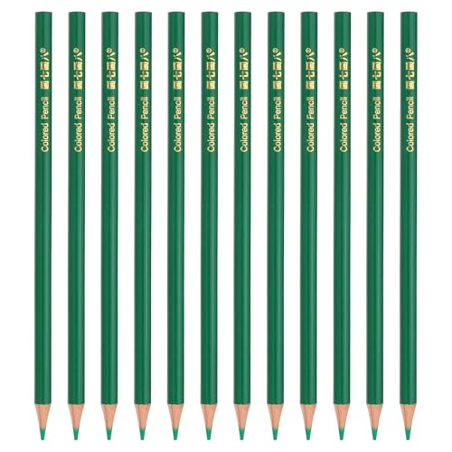 PATIKIL Green Colored Pencils Set,12 Pcs Oil Color Pencils Wooden Coloring Drawing Pencil for Artists Art Painting | Wooden Coloring Drawing Pencil for Artists Art Painting Office Home Beginner - color: Green