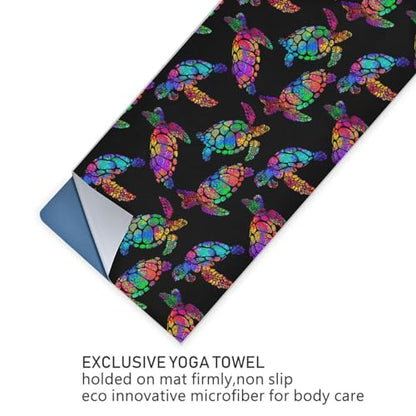 Yoga Mat Towel Colorful Sea Turtles, 73" x 27" - color: Colorful Sea Turtles