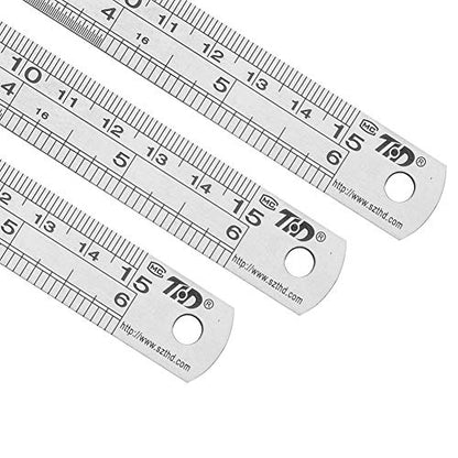 ZZTX Metal Ruler 6 Inches Stainless Steel 12 Pack | Rust-proof, Straight edge, Precise markings, Clear read