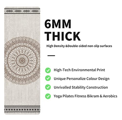 nuveti Yoga Mat Print Extra Thick TPE Non Slip Fitness Exercise Mat with Carrying Bag,72"x24" Extra Thick 6MM Exercise & Workout Mat for Yoga, Pilates Fitness and Floor Exercises - color: LHY