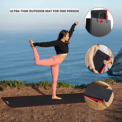 Exercise Mat for AB Roller AB Mat Thin, Long Foldable Gym Mats for Home Gym, Indoor and Out door exercises, Black Picnic Mat for One Person,99'x29'