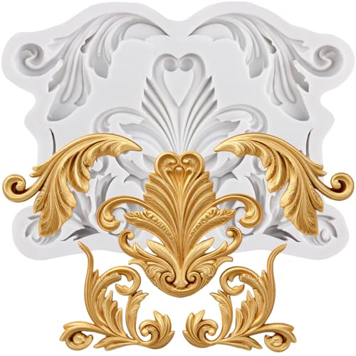 Baroque Scroll Lace Polymer Clay Molds Filigree Silicone Mold | Relief Flower Lace Mold Jewelry Making Epoxy Resin Casting Air Dry Polymer Clay Crafts - color: Style I