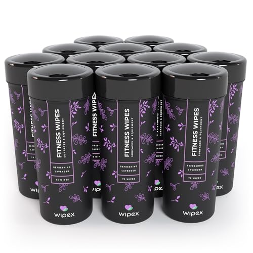 Wipex Yoga Mat Cleaner & Fitness Gym Wipes - Natural Lavender & Vinegar - 75 Count for Cleaning Yoga Mats, Spinning & Peloton Bikes, Weight Machines & Surfaces - 12 Pack Case - size: 75 Count (Pack of 12)