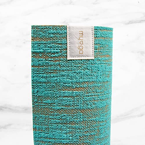 Myga Jute Yoga Mat, High Performance Vegan Floor Exercise Mat, Eco Friendly Biodegradable Yoga Mat with PVC Backing,72" x 24", 0.2" Thickness - color: Aqua