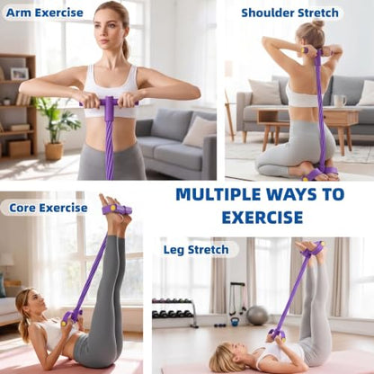 8-Tube Foot Pedal Resistance Band with Handles for Home Exercise