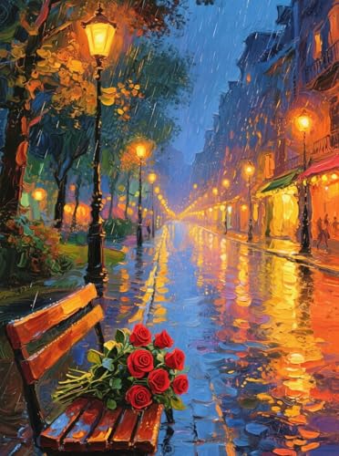 ZRIZQ Paint by Numbers Kit for Adults Beginner,Rose City Street,16x20 | Full set with wooden brushes,rolled canvas,rich paints.Calming activity.Beginner friendly.Just open and paint. - color: 16"X20"Rolled Canvas(Frameless)-Landscape 5