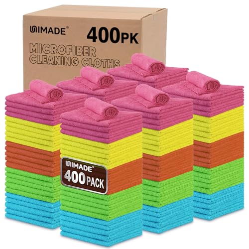 UNIMADE 극세사 클리닝 천, 400PK 상업용 등급 작업 걸레 - color: 멀티컬러., size: 400pk