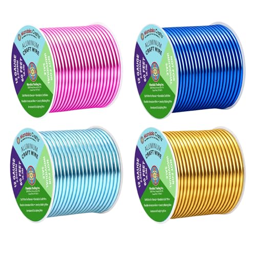 Mandala Crafts 12 Gauge Pastel Anodized Aluminum Craft Wire, 240 FT | Colored, Flexible, Bendable, for Bonsai, Armature, Sculpting, Wire Wrapping, Jewelry Making, Weather & Tarnish Resistant