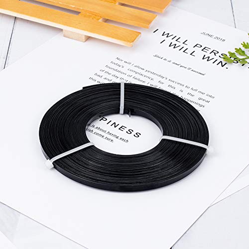 BENECREAT 32 Feet 18 Gauge Aluminum Wire, 5mm Wide Flat Jewelry Craft Wire for Bezel, Sculpting, Armature, Jewelry Making - Black - color: Black, size: 5mm