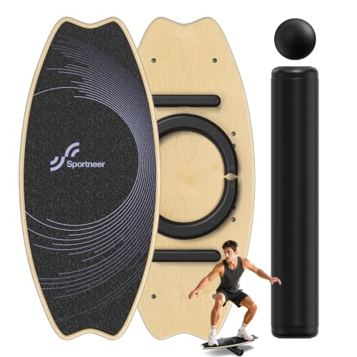 Sportneer Balance Board - 7 Mode Wobble Board with Roller & Ball | 7 Modes Balance Trainer, Adjustable Stoppers for Balance Training, Core Workouts, Stability, Surf Training & Physical Therapy - color: Purple