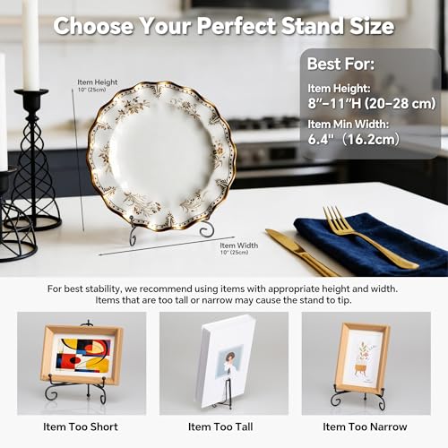 Artliving Plate Stands for Display, 8 Inch Black Iron Easel Plate Display Photo Holder Stand, Displays Picture Frames, Decorative Plates, Tablets and Art (4 pack) - size: 8 inch (4 pack)