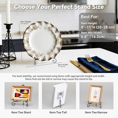 Artliving Plate Stands for Display, 8 Inch Black Iron Easel Plate Display Photo Holder Stand, Displays Picture Frames, Decorative Plates, Tablets and Art (4 pack) - size: 8 inch (4 pack)