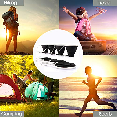 ME.FAN Silicone Collapsible Travel Cup - Silicone Folding Camping Cup with Lids - Expandable Drinking Cup Set - Portable, Graduated [9.22oz] - color: 4 Pack-Black