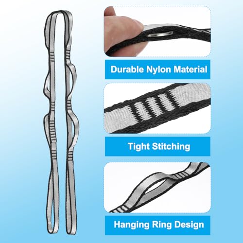 PATIKIL Daisy Chain Straps, Strong Climbing Strap Adjustable Nylon Chain Sling with Loops for Aerial Yoga Hammock Swing - color: Gray, size: 43 Inch