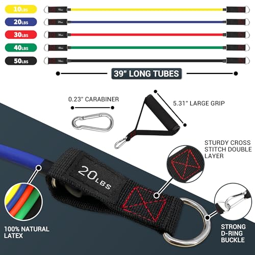 TheFitLife Resistance Bands Set with Handles, Door Anchor and Ankle Straps | Workout Bands for Muscle Strength Training, Home Gym Fitness, Full Body Exercise for Men, Women, Pilate, and Physical Therapy
