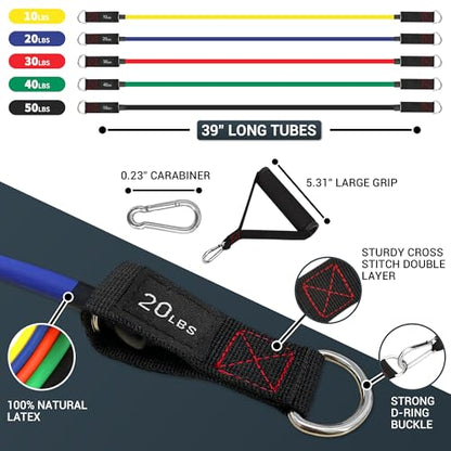 TheFitLife Resistance Bands Set with Handles, Door Anchor and Ankle Straps | Workout Bands for Muscle Strength Training, Home Gym Fitness, Full Body Exercise for Men, Women, Pilate, and Physical Therapy
