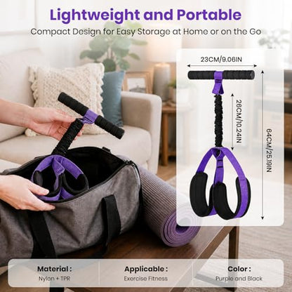 Rojvvec Pedal Resistance Bands with Handle 55LBS, Fitness&Workout Equipment | Upgraded TPR Tube and Soft Foam Fabric Foot Pedal, Exercise Bands Set, Sit Up Equipment for Stretching Training for Home Gym - color: Purple-Black