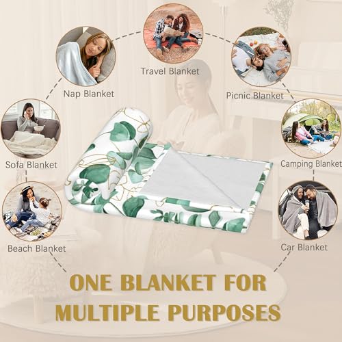 Sage Green Plants Blanket, Botanical Soft Lightweight Throw Blanket for Sofa Couch Bed Room 50x60 inch - color: Sage Green Plants