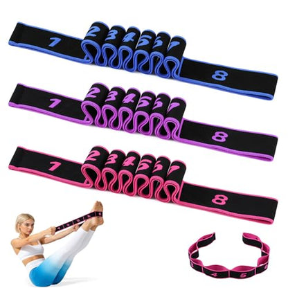 3Pcak Fitness Resistance Band for Stretching and Yoga, Number Stretch Resistance Band with Clear Markings, Fitness Resistance Bands 8-Section Elastic Training Bands
