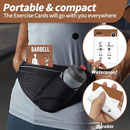 Barbell Workout Cards, 62 Exercises Cards Deck Large Size 5" x 3.5" Fitness Cards for Women & Men, Beginner Fitness Guide to Training Exercises at Home or Gym - style: Barbell