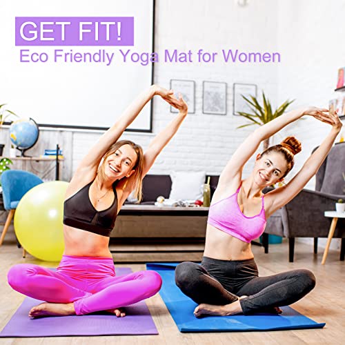 Funtery 3 mm Thin Yoga Mats Bulk, 68 x 24 in - color: Multicolored
