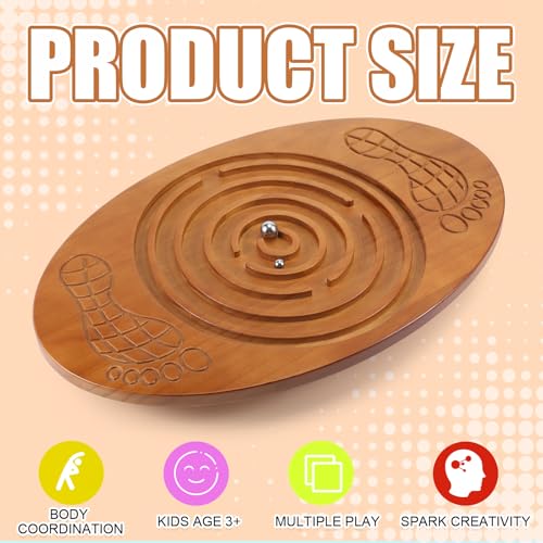 JellyArch Maze Balance Board for Kids Wobble Wooden Board with 2 Beads for Toddlers, Teens, Adult, Leg Workout, Exercise Training, Physical Therapy, Body Weight Fitness, Skiing, Surfing, Skateboarding
