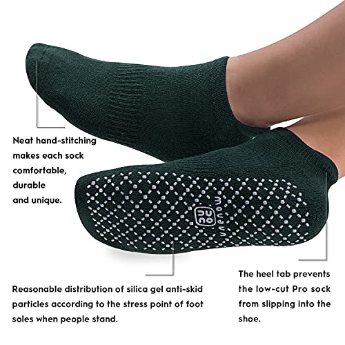 unenow Unisex Non Slip Grip Socks for Yoga Pilates Barre Home & Hospital - color: 4 Pairs-black/Dark Grey/Coffee/Dark Green, size: Medium