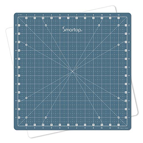 SMARTOP 14"x14" Rotating Self Healing Cutting Mat, Non-Slip Non-Reflective, Good for Quilting, Sewing, Crafts, Scrapbooking, Molandi Blue
