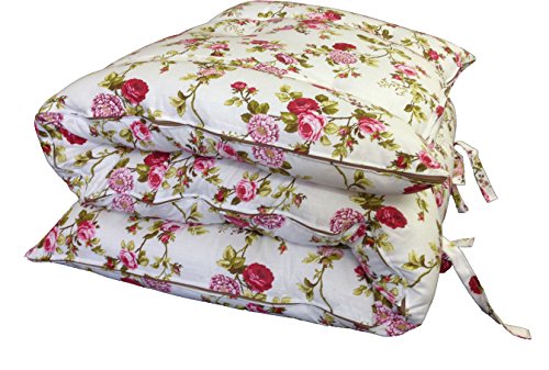 Twin Size Traditional Japanese Floor Futon Mattresses, Tatami Foldable Cushion Mats, Yoga, Meditaion 39" Wide X 80" Long (Red Rose White) - color: Red Rose White