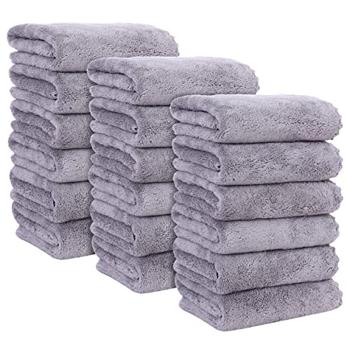 MOONQUEEN 18 Pack Premium Hand Towels - Quick Drying - Microfiber Coral Velvet Highly Absorbent Towels - Multipurpose Use as Hotel, Bathroom, Shower, Spa, Hand Towel 16 x 28 inches (Light Grey) - color: Light Grey, size: Hand Towels - 18 Pack