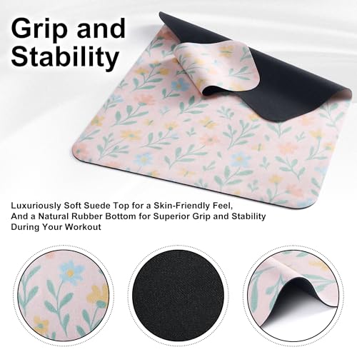 Pilates Reformer Mat-Fits Aeropilates, Allegro, Balanced Body, Merrithew Machines – Clean and Non Slip - color: Blush Pink Floral