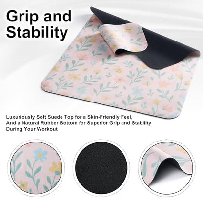 Pilates Reformer Mat-Fits Aeropilates, Allegro, Balanced Body, Merrithew Machines – Clean and Non Slip - color: Blush Pink Floral