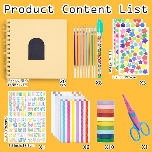 Kid Scrapbook DIY Photo Album Hard Cover Scrapbook Kit for Kids Instant Camera Print Paper with DIY Accessories (Brown) - color: Brown