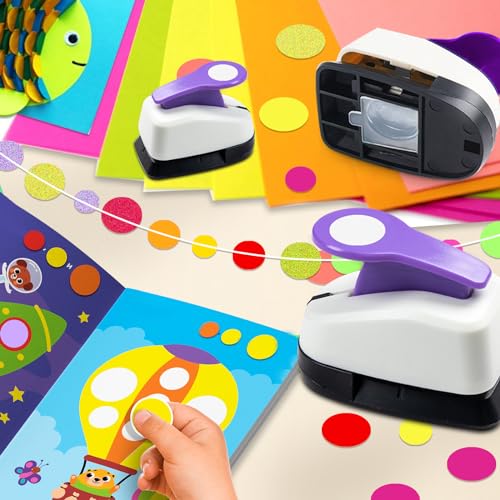 Circle Hole Punch Set, 3Pcs 3/8", 5/8" & 1" Circle Punch for Crafts | Perfect for scrapbooks, journals, cards, gift tags, classroom, birthdays, Christmas, Valentine's Day and DIY crafts - size: 3/8'', 5/8'', 1'' circle punch (set)