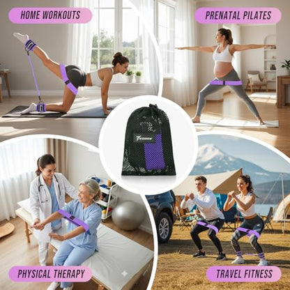 WOQQW Ankle Resistance Bands with Cuffs & Booty Bands Set for Legs & Glutes - color: Purple
