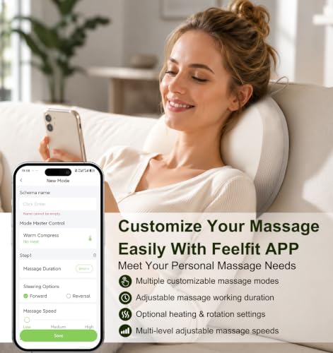 LOFTILLA Smart Lower Back Massager, Dual-Sided Heat & App Control | 3-in-1 Shiatsu Neck & Shoulder Massager for Pain Relief, Muscle Relaxation, Lumbar Support Pillow, Versatile Multi-Area Use