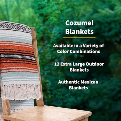 Cozumel 12 Pack Mexican Blankets, 72"x48", Assorted Brights