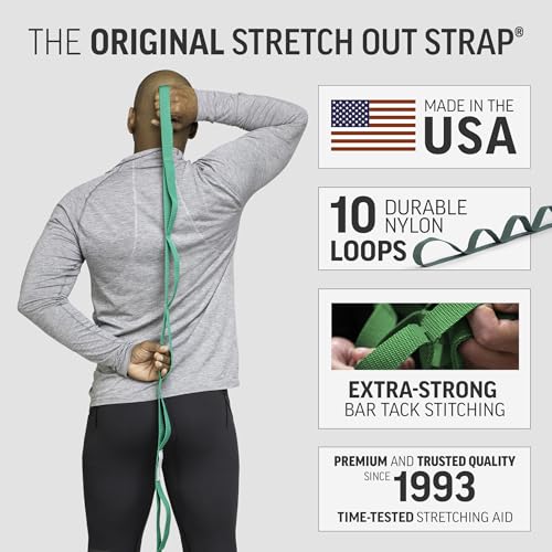 OPTP The Original Stretch Out Strap with Exercise Book, USA-Made Yoga Strap | USA-made Stretch Out Strap for flexibility & mobility, physical therapy, yoga stretching strap & knee therapy strap