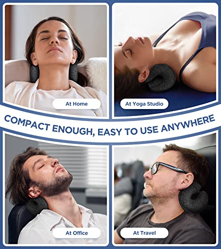 Osteo Neck Stretcher with Magnetic Therapy Cover, 2 Modes[Gentle/Strong] Pain Relief Cervical Traction Device, No Smell Neck and Shoulder Relaxer, Chiropractic Pillow for TMJ Headache Spine Alignment - color: Black