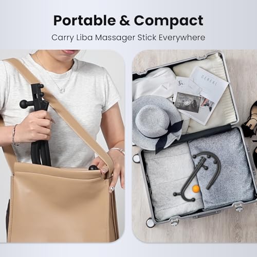 LiBa Trigger Point Massage Tool 11-Node, Collapsible S/C Curve | 11 pressure point nodes, targets knots, shape-shifting S or C curve, detachable back neck shoulder massager, travel-friendly - color: Detachable Black