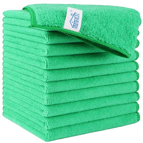 HOMEXCEL Green Microfiber Cleaning Cloth, Microfiber Towels for Car, 12 PK | Lint Free Cleaning Rags for Household & Kitchen, Car Wash Towels for Detailing Drying, Scratch-Free, 11.5"X 11.5" - color: Green