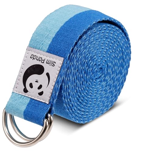 Slim Panda Yoga Strap for Stretching,Cotton Yoga Strap with Adjustable D-Ring Buckle,Non-Elastic Yoga Belt for Pilates,Gym Workouts,Physical Therapy,Improve Flexibility - color: Navy Blue, size: 8 Feet