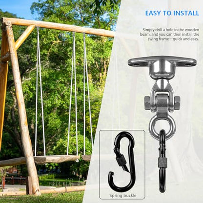 Heavy Duty 1500 LBS Capacity Swing Hanger | 360°+180° Full Swivel Stainless Steel Hammock Hanger | Durable Hardware Accessories for Porch, Playground, Yoga, Heavy Bag - size: 2 holes-360°+180°