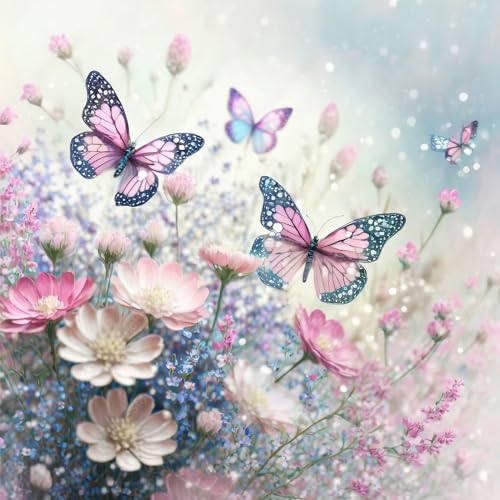 PRASIO Butterfly Diamond Art Kits for Adults Beginners, Flowers Diamond Painting Kits for Adults, DIY 5D Round Full Drill Gem Art Diamond Dots for Adults for Gift Home Decor 12x12 inch - color: XM-DP-ButterflyFlower-3030
