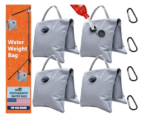 Eurmax USA 4-Pack Waterbag Weights,Photography Waterbags for Light Stands and Video Equipments,Heavy Duty Saddlebag for Backdrop Stand,Tripod,Canopy,Umbrella Base,Fishing Chair and Picnic Table(Gray) - color: Gray, style: Saddle Water