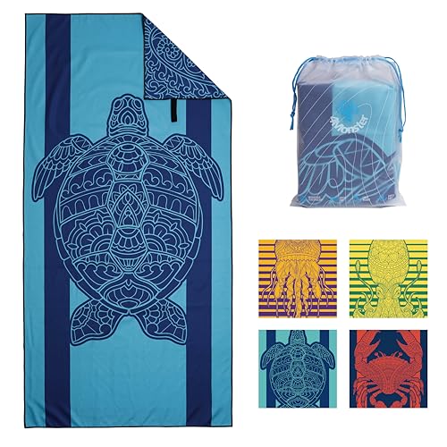 4Monster Quick Dry Beach Towel, Ultra Absorbent Microfiber Travel Towel, Lightweight & Compact for Beach, Swimming, Camping, Pool, Water Sports & Yoga - color: 01sea turtle, size: 63.00" x 31.50"